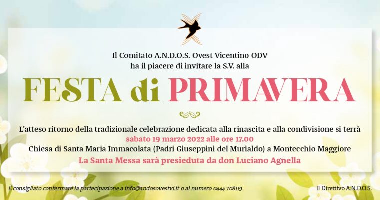 Festa di Primavera, il messaggio del Vescovo